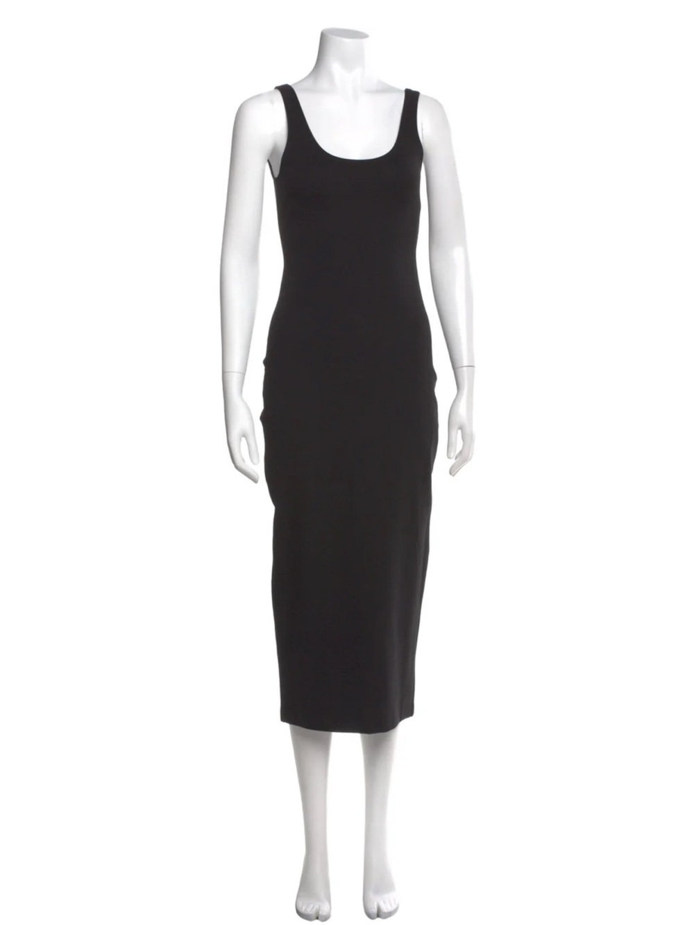 SPRWMN Sleek Black Scoop-Neck Midi Tank Dress